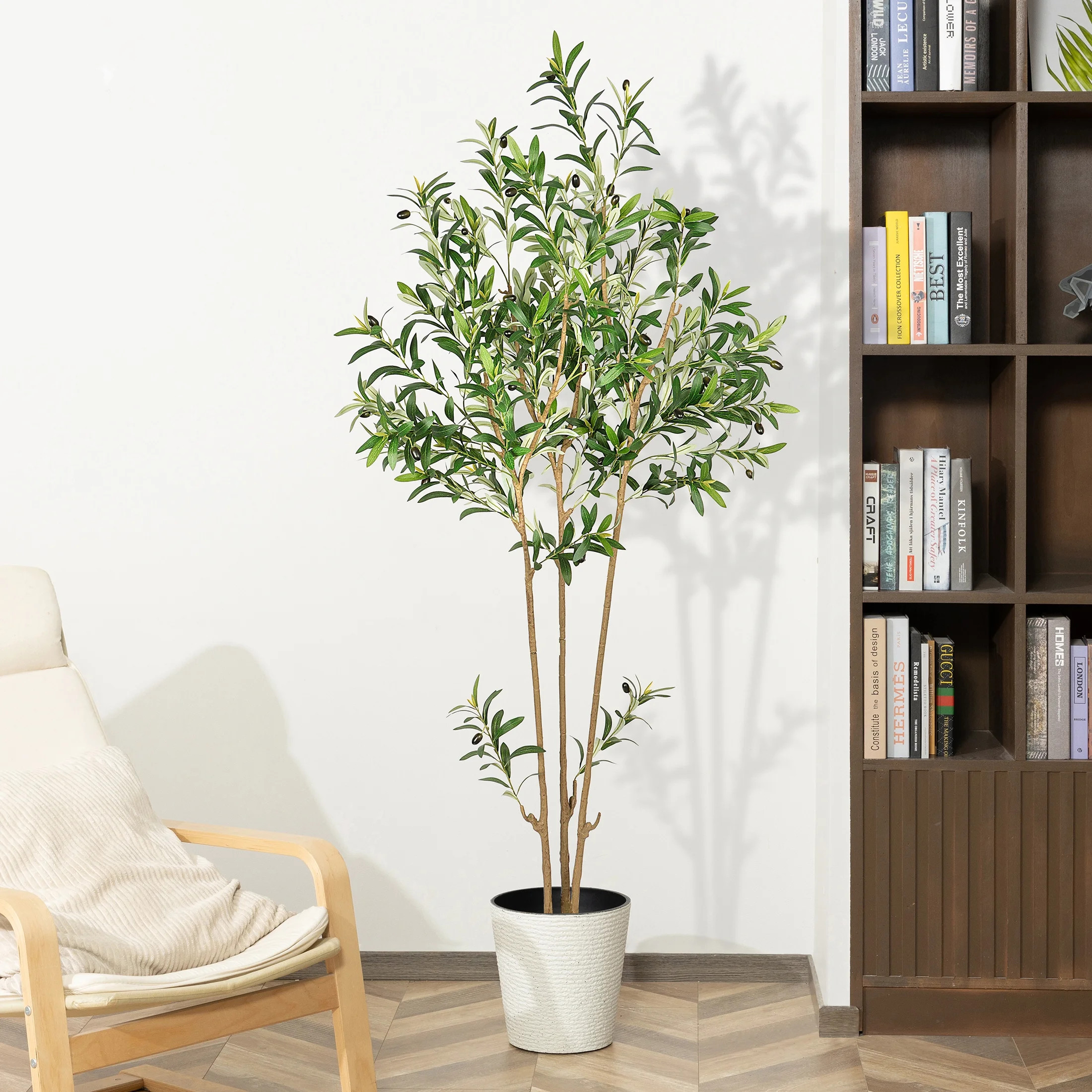 Artificial Tree in Pot, 6ft Fake Olive Tree, Faux Plants for Indoor Outdoor Home Decor, Tall and ... | Walmart (US)