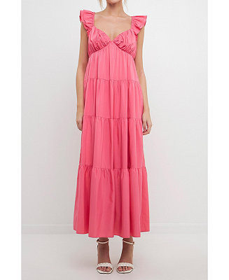 Free the Roses Women's Ruffle Sleeve Maxi Dress - Macy's | Macy's
