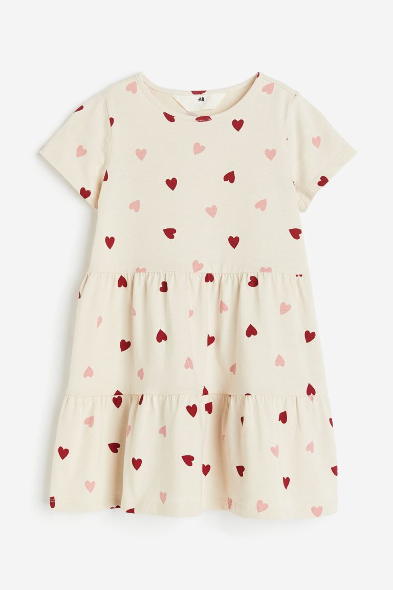Cotton Jersey Dress - Light beige/hearts - Kids | H&M US | H&M (US + CA)