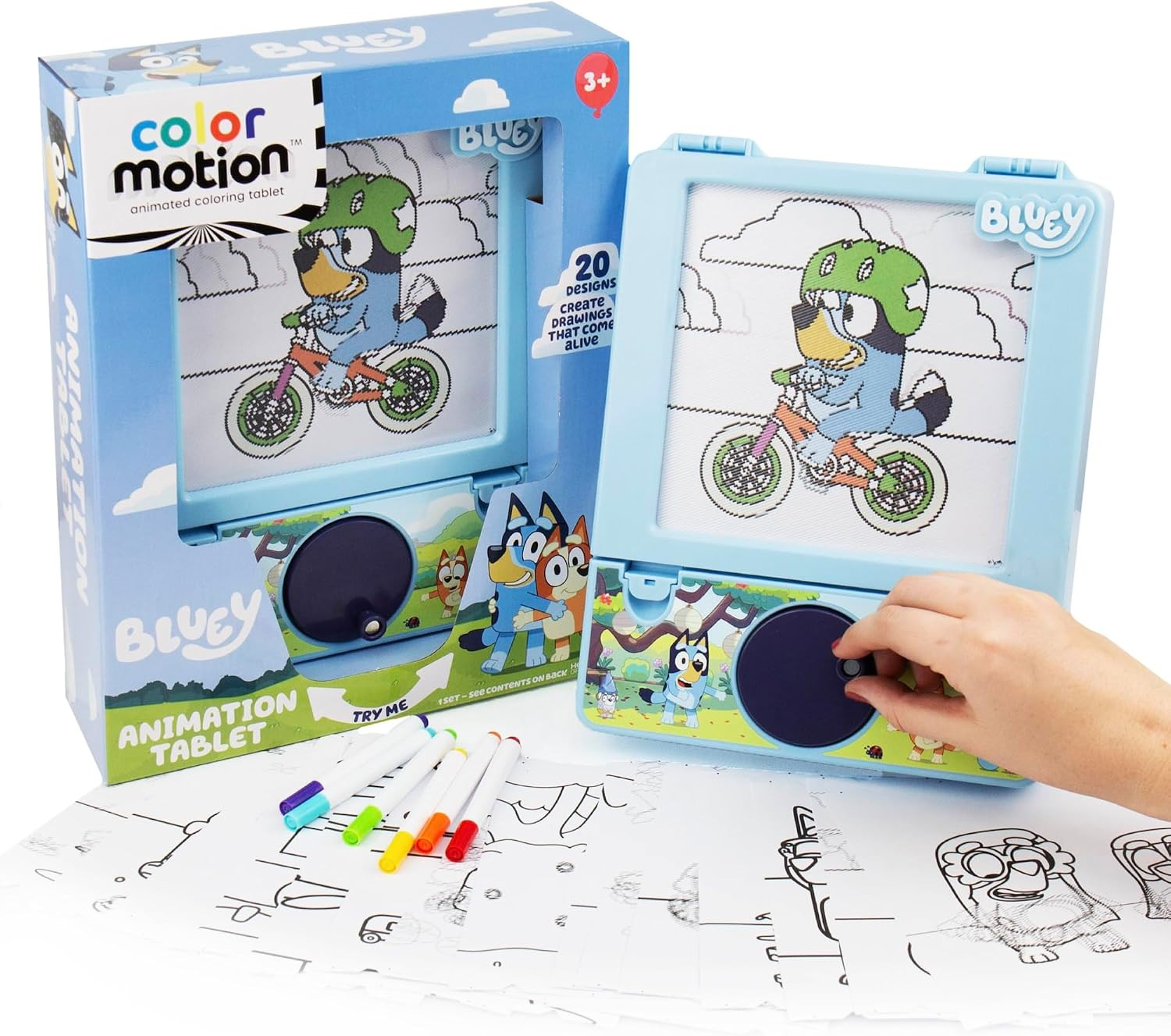 Bluey Color Motion Animation Tablet, Turn Drawings Into Bluey with 20 Design Inserts, Coloring Markers, Drawing Pad Tablet, Toys & Games, Kids Activities | Amazon (US)