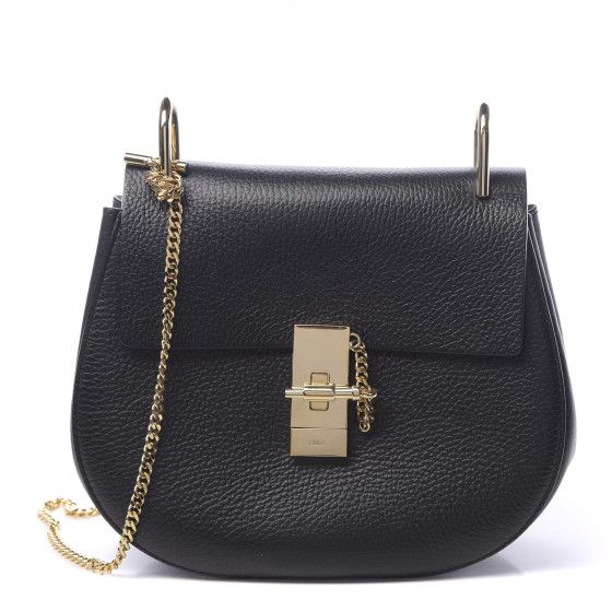 CHLOE Grained Lambskin Drew Crossbody Black | Fashionphile