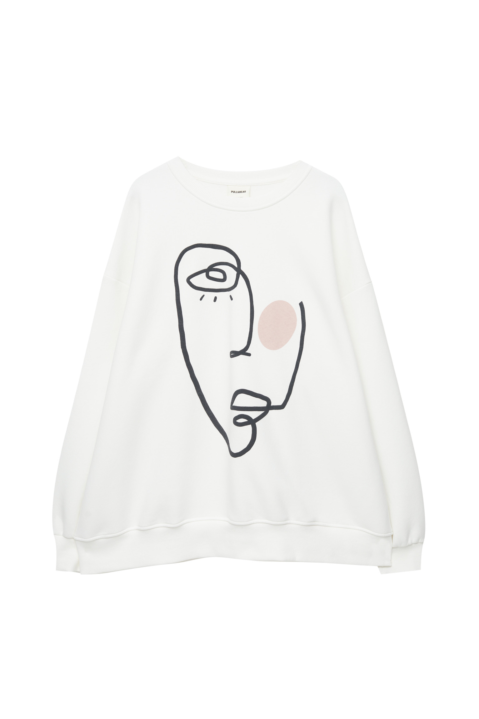 WHITE SWEATSHIRT WITH FACE GRAPHIC | PULL and BEAR UK