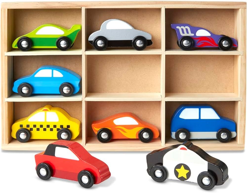 Melissa & Doug Wooden Cars Vehicle Set in Wooden Tray - Toys For Toddlers And Kids Ages 3+ | Amazon (US)