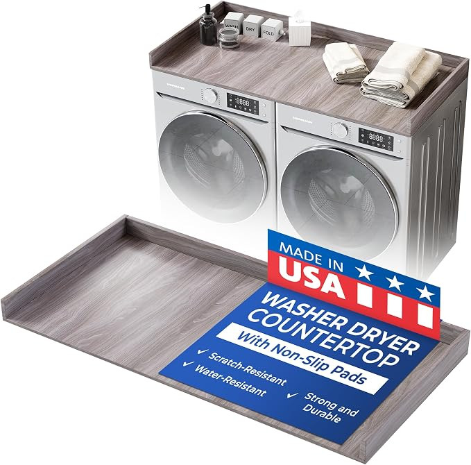 OfficeSimpli Washer Dryer Countertop, Made in USA, Non-Slip Pads, Laundry Room Wood Topper, Washe... | Amazon (US)