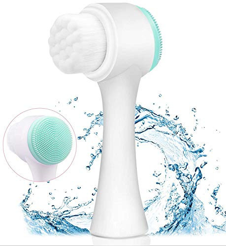 Manual Facial Cleansing Brush, 2-in-1 Skin Care face Brush, Silicone Facial Scrubber Manual Dual Face Wash Brush for Deep Pore Exfoliation Massaging (Blue) | Amazon (US)
