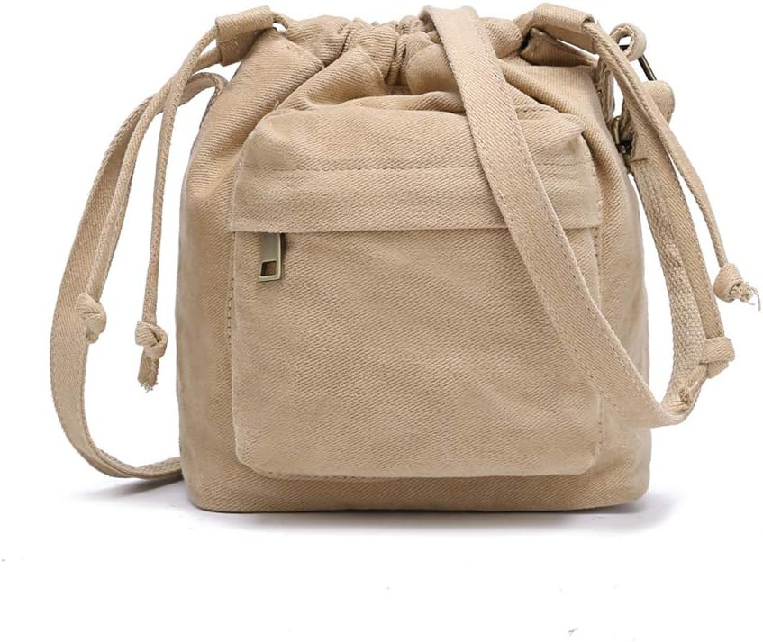 Crossbody Bags for Women Small Canvas Drawstring Bucket Purse Cute Little Boho Bag | Amazon (US)
