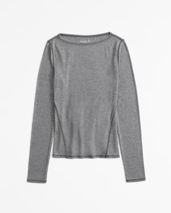 Long-Sleeve Featherweight Rib Tuckable Slash Top | Abercrombie & Fitch (US)