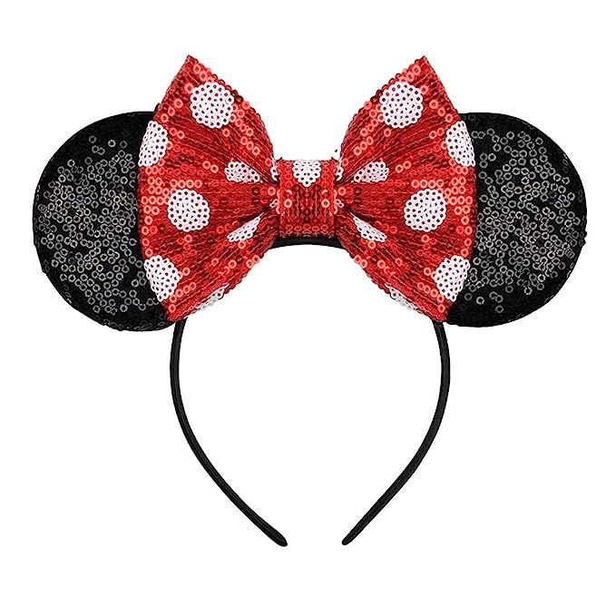 Eisyaa Mouse Ears Bow Headbands, Sequin Minnie Ears Headband Glitter Party Princess Decoration Co... | Amazon (US)