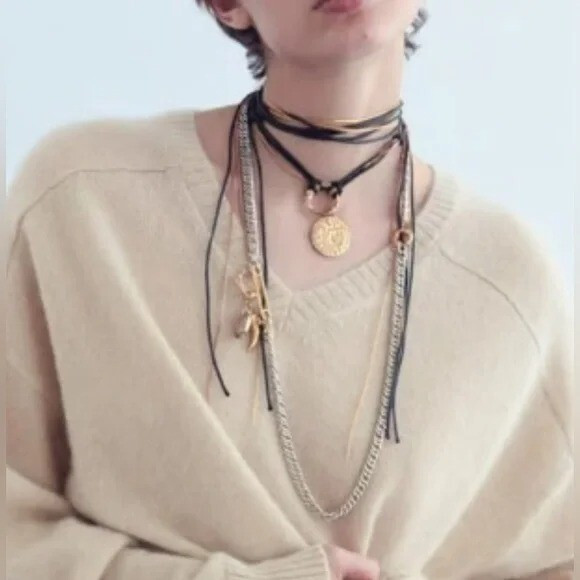 ZARA Pack of Chain and Cord Coin Necklaces new with small defect 🔥🔥  | eBay | eBay US