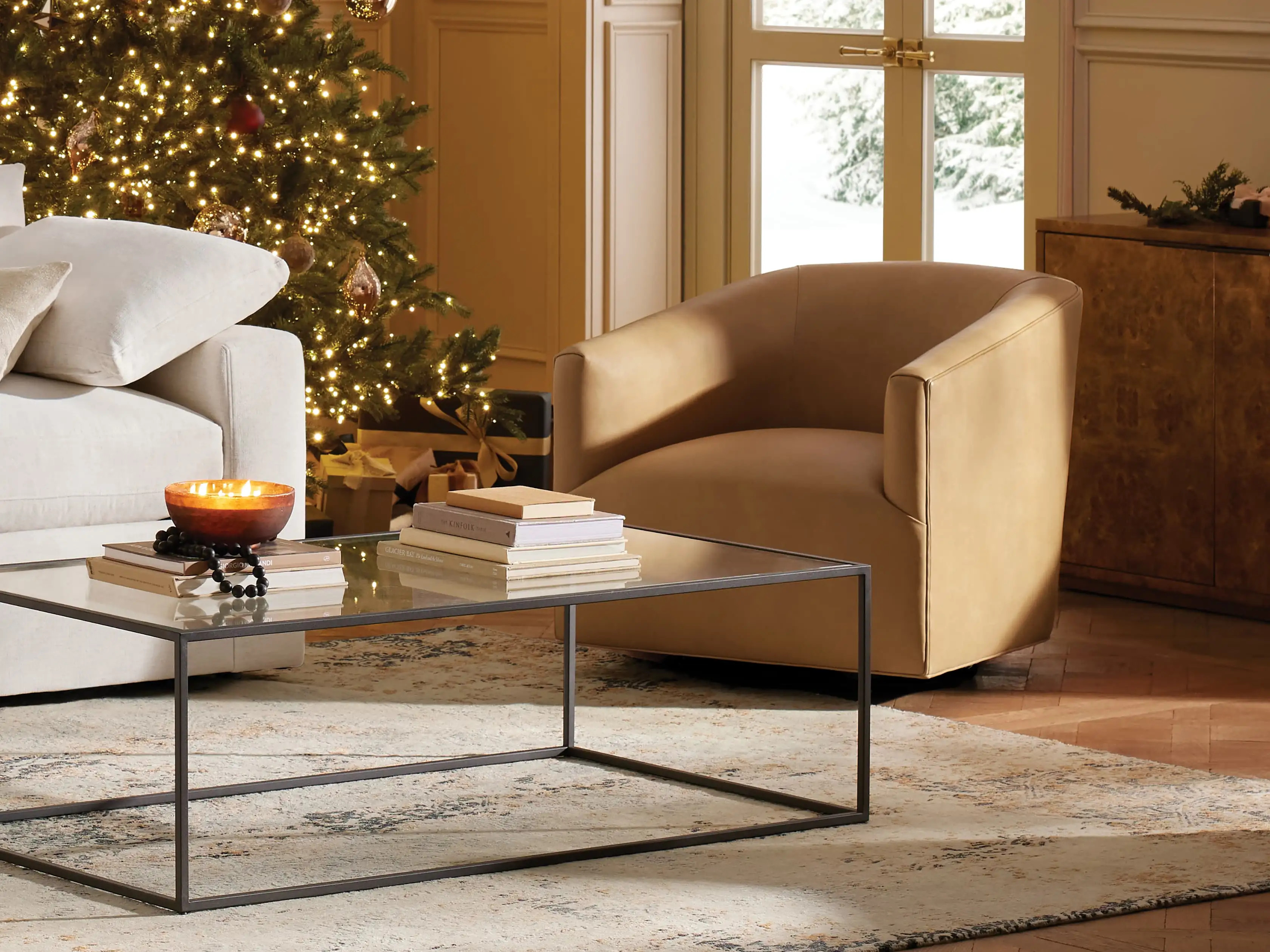 Ellison Leather Swivel Chair | Arhaus