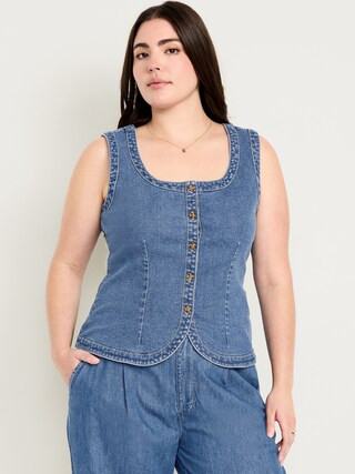 Sleeveless Longline Denim Vest | Old Navy (US)