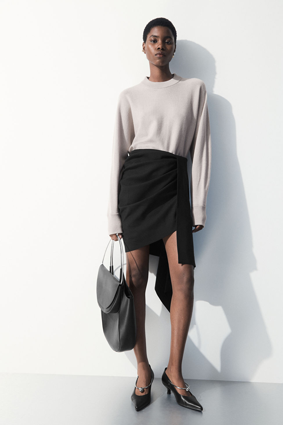 THE ASYMMETRIC DRAPED MINI SKIRT - BLACK - COS | COS (EU)