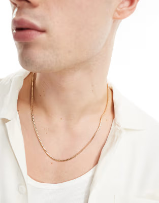ASOS DESIGN small flat link neck chain in gold tone | ASOS (Global)
