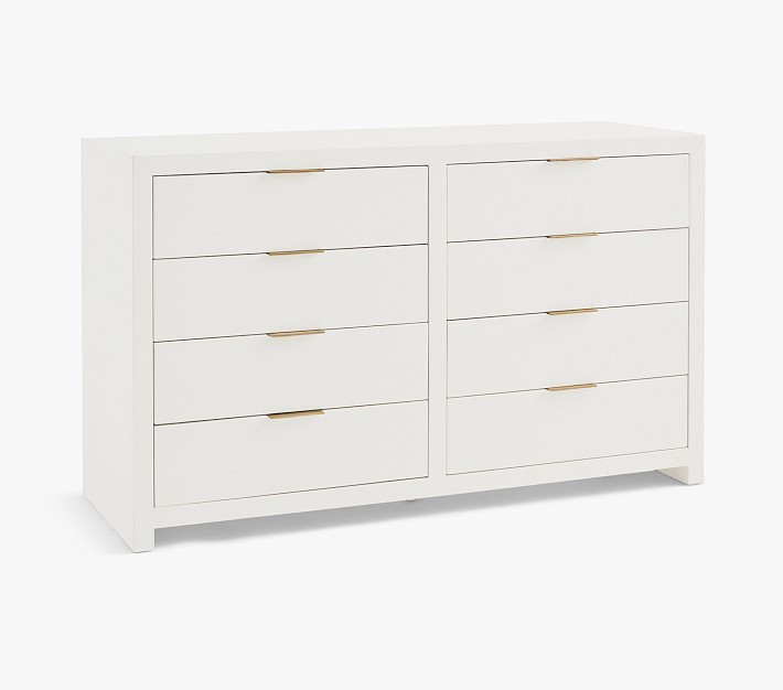 Eleanor Extra-Wide Nursery Dresser, Wrapped Woven Raffia, In-Home Delivery | Pottery Barn Kids