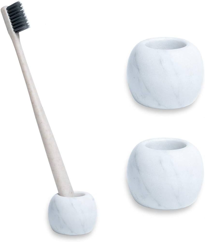 JIMEI Natural Marble Mini Handmade Couple Toothbrush Holder Stand Razors Holder for Bathroom & Co... | Amazon (US)
