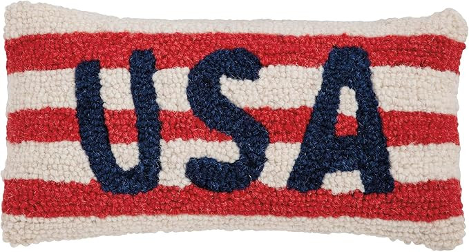 Mud Pie Red USA Americana Hook Wool Pillow, America 250 Pillow | Amazon (US)