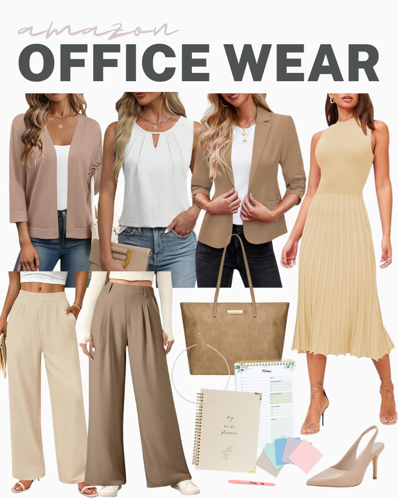 Set the tone for your work mood with these amazing finds for the office. Blooming Jelly’s tank top plus Zeagoo’s cardigan or LookbookStore blazer is a perfect combination! EVALESS’ wide-leg pants are perfect for this fit, too. This pleated dress from Pink Queen is also a great outfit! Style these outfits with a Montana West tote bag and stilettos!

#LTKSeasonal #LTKSaleAlert #LTKTravel
 

 