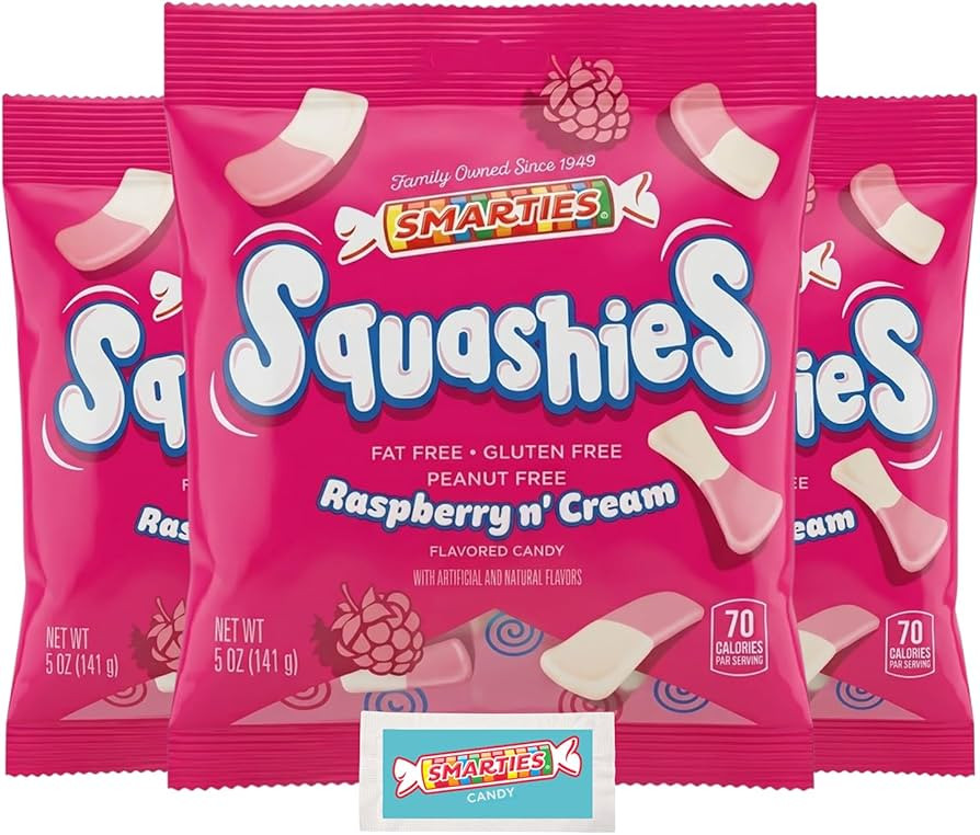 Smarties Squashies Foam Marshmallows Gummy Candies & Smarties Sample Packet Variety Pack - Raspbe... | Amazon (US)