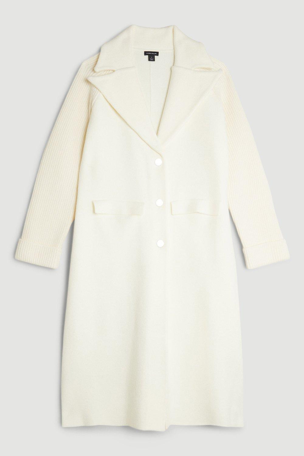 Compact Wool Blend Knit Sleeve Coat | Karen Millen UK + IE + DE + NL