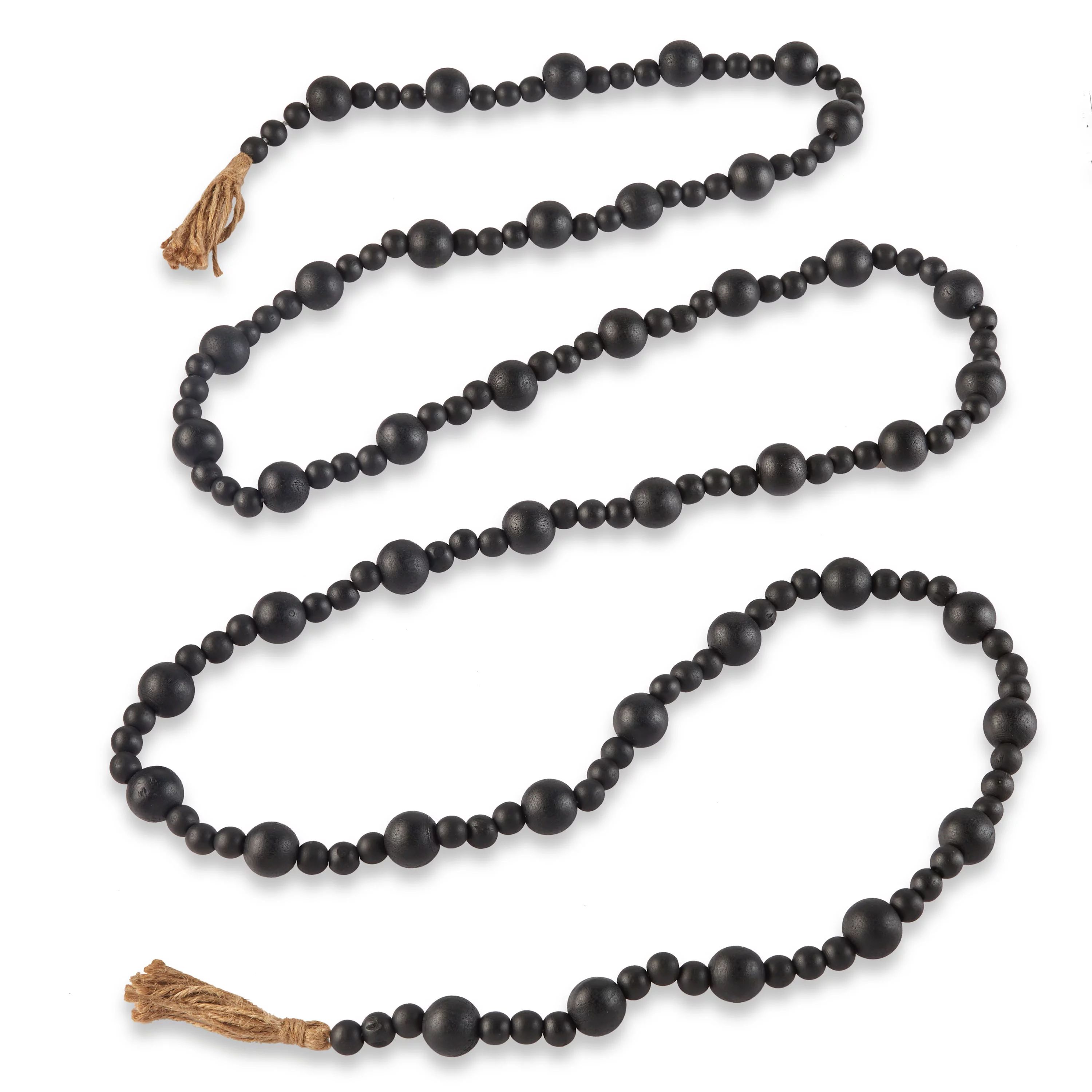 Holiday Time Black Wood Bead Garland with Tassels, 9' | Walmart (US)