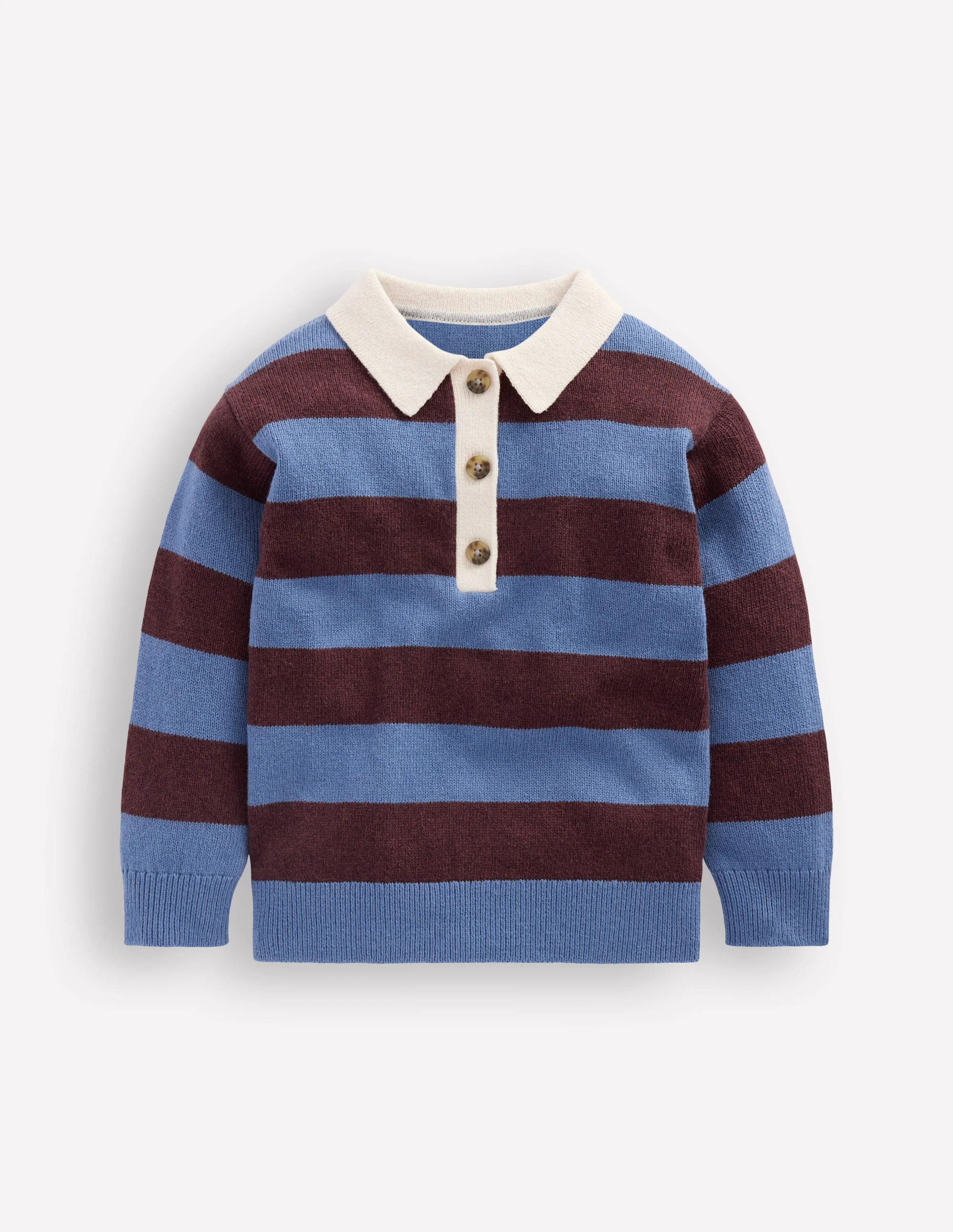 Knitted Rugby Sweater-Blue and Brown Stripe | Boden (US)