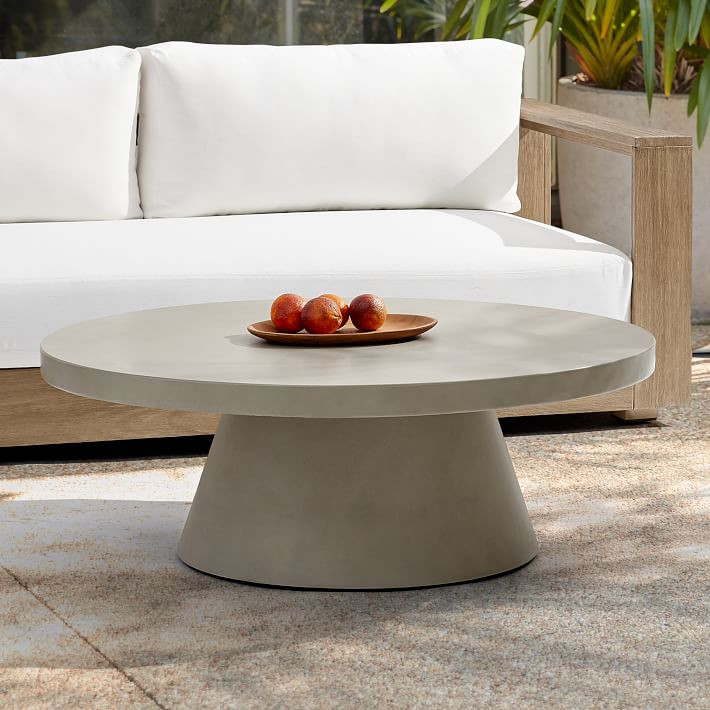 Concrete Pedestal Outdoor Round Coffee Table (32"–44") | West Elm (US)
