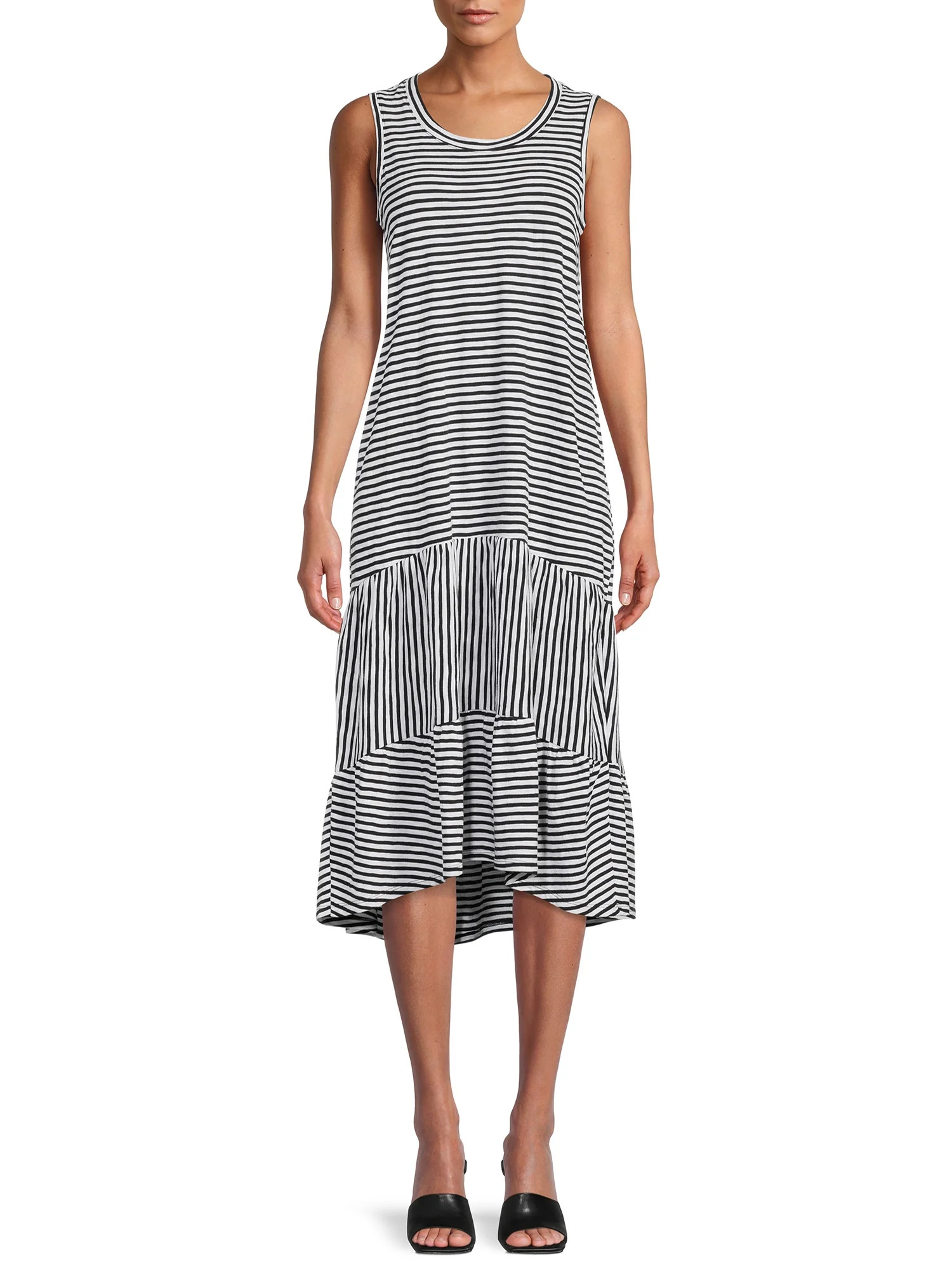 Time and Tru Women's Sleeveless Tiered Knit Dress - Walmart.com | Walmart (US)
