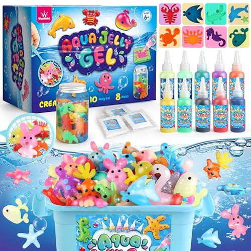 Magic Gel Water Elf Toy Kit, Aqua Fairy Water Gel Kit for Kids with 10PCS Aqua Jelly Gels & Animal Mold, Gift for Christmas, Easter, Birthday, New Year, Creative Art Craft Girls 6 7 8 9 10 Year Old | Amazon (US)