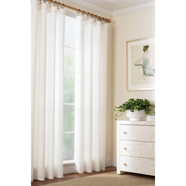 Textured Sheer Dove Solid Sheer Rod Pocket Single Curtain Panel | Wayfair North America