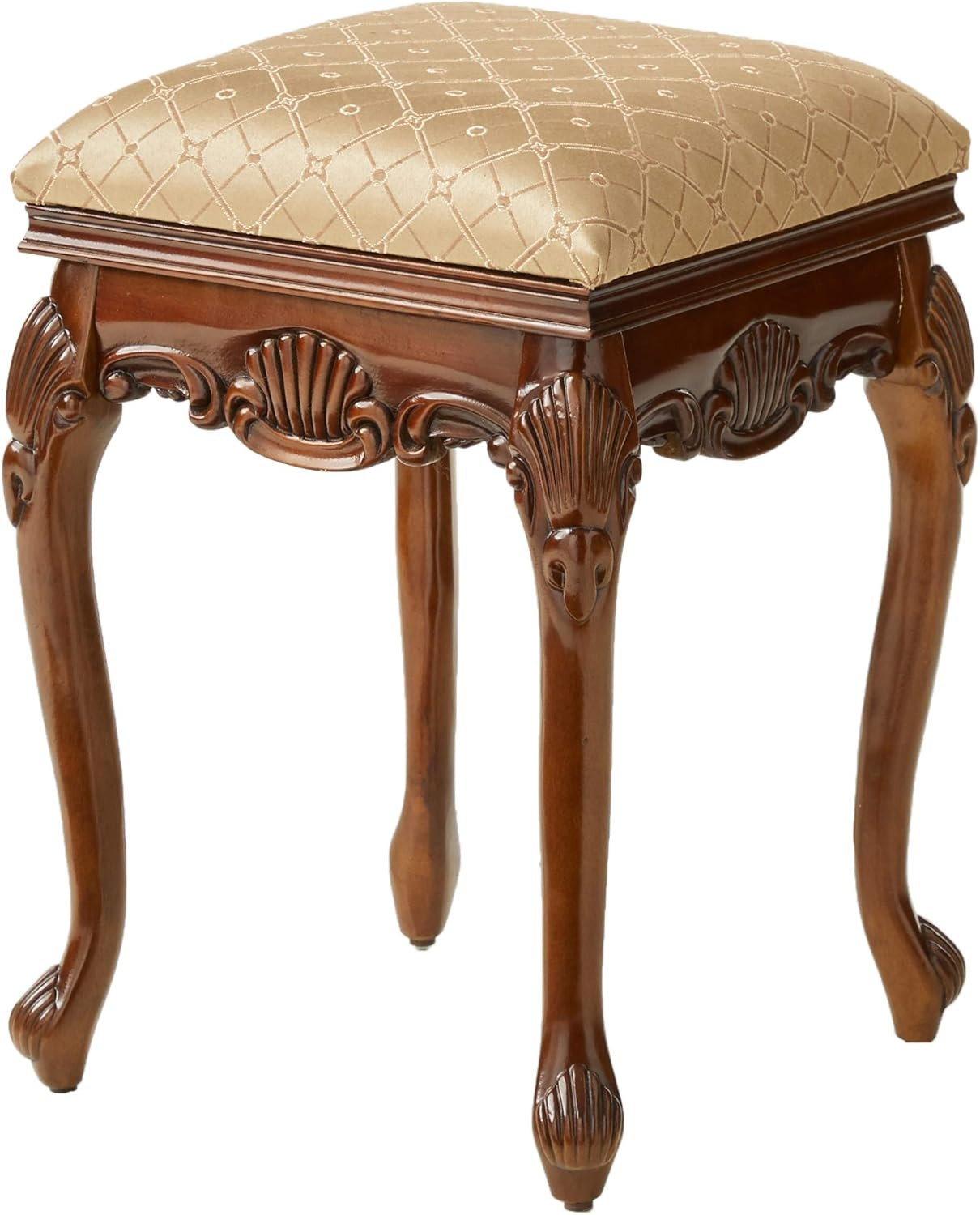 Design Toscano Madame Bouvier Makeup Chair Vanity Stool Bedroom Bench, Walnut | Amazon (US)