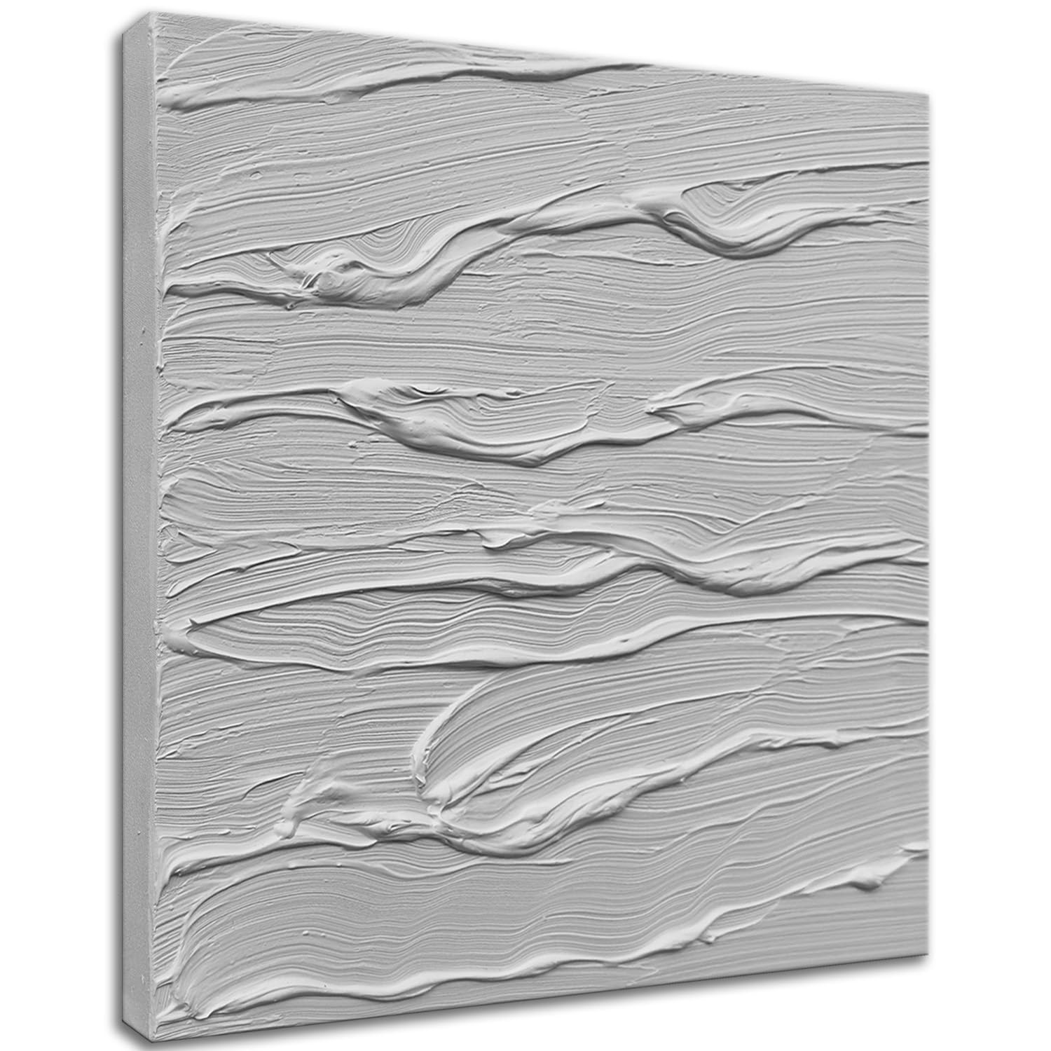 zoinart White Textured Canvas Wall Art, Hand Painted 3D Oil Painting on Canvas, 20 x 20 Inches Ab... | Amazon (US)