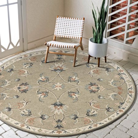 LR Home Victorian Mirroring Floral Bloom 7 Ft. 3 In. Round Area Rug | Walmart (US)