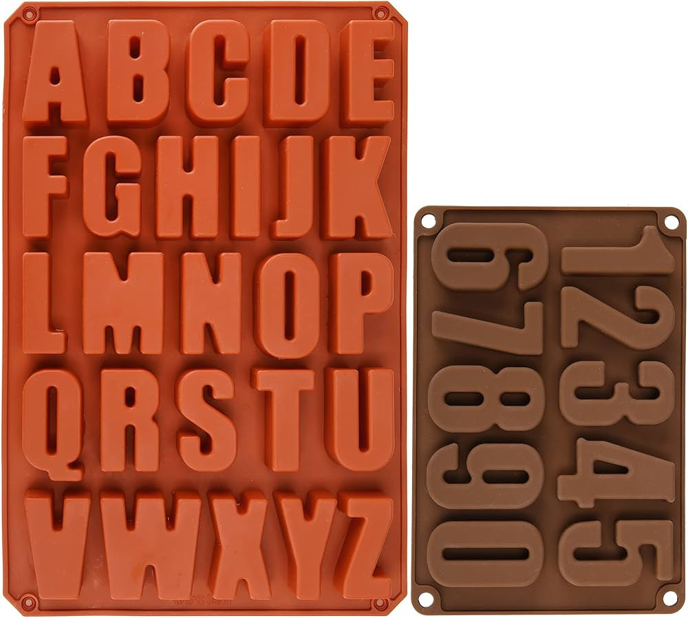 2 Pack Large Letter Silicone Mold Big Number Mold Alphabet Crayon Mold Chocolate Mold Caking Baki... | Amazon (US)