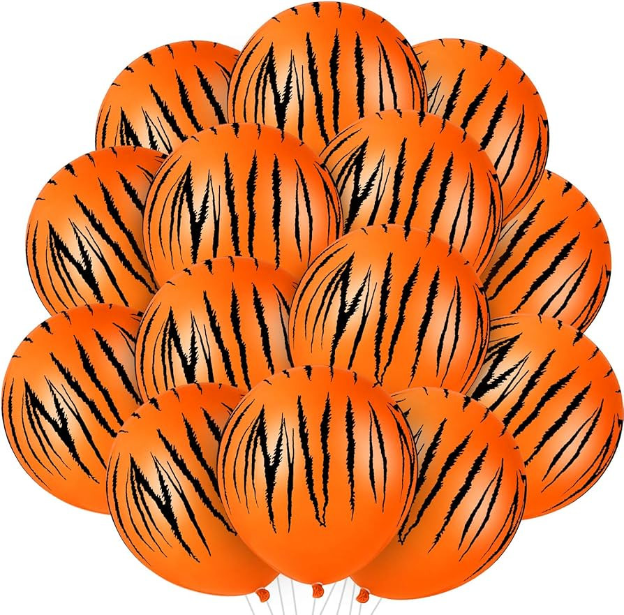 40 Pieces Tiger Balloons Tiger Print Stripes Balloons Jungle Animal Balloons Animal Theme Party S... | Amazon (US)