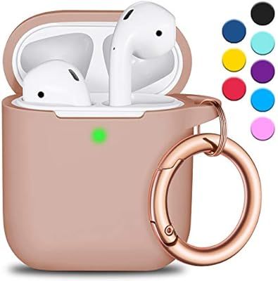AirPods Case Cover with Circle Keychain, Full Protective Silicone AirPods Accessories Skin Cover ... | Amazon (US)