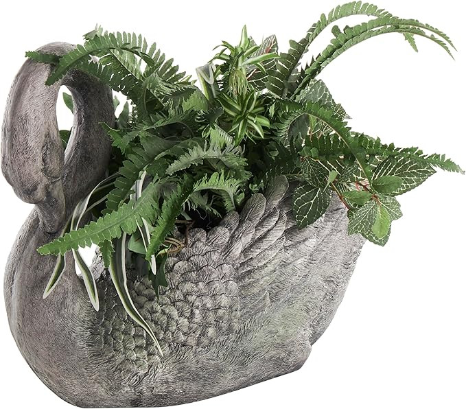 Deco 79 Magnesium Oxide Swan Indoor Outdoor Planter Textured Large Planter Pot with Patina Accent... | Amazon (US)