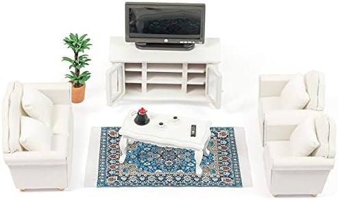 SAMCAMI Wooden Dollhouse Furniture Set - 1 12 Scale Miniature Dollhouse Living Room Set (16 Piece... | Amazon (US)