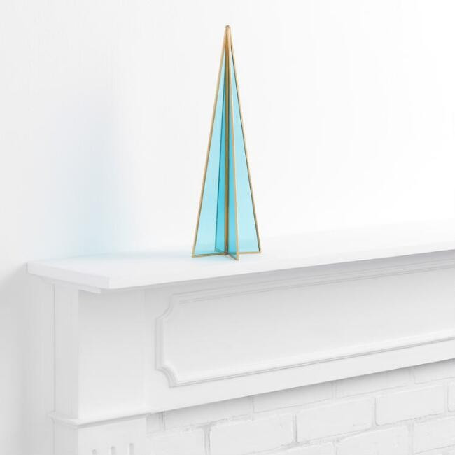 Blue Glass And Antique Brass Christmas Tree Decor | World Market