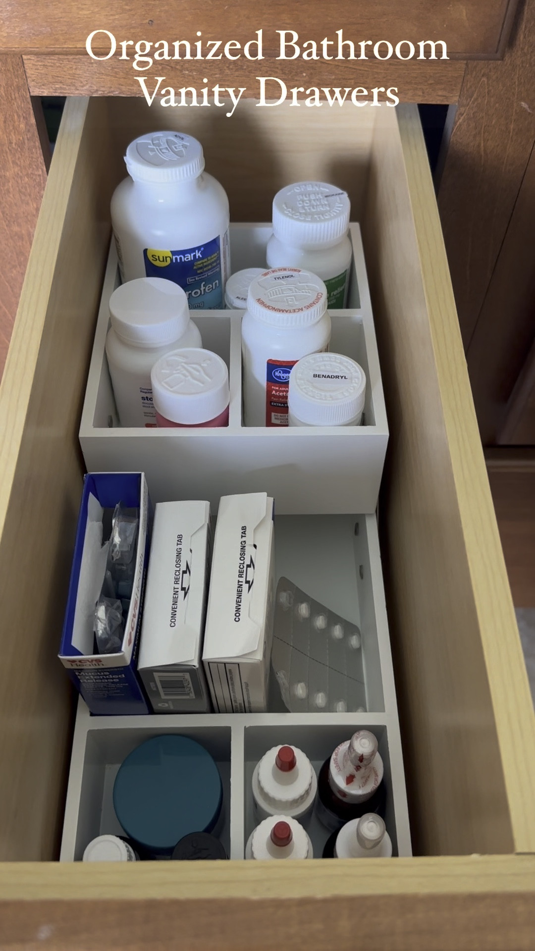 Organized medicine drawer. Target home finds, two-tiered vanity organizer fits in tall bathroom drawers to organize medicine  

#LTKhome #LTKfindsunder50