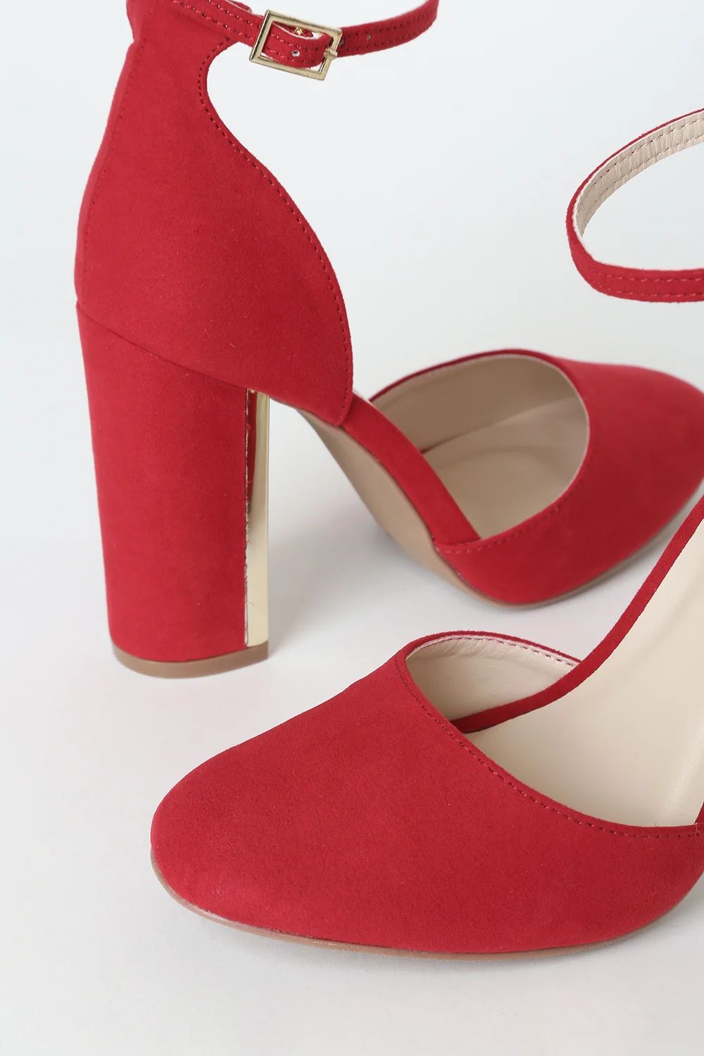 Laura Red Suede Ankle Strap Heels | Lulus (US)