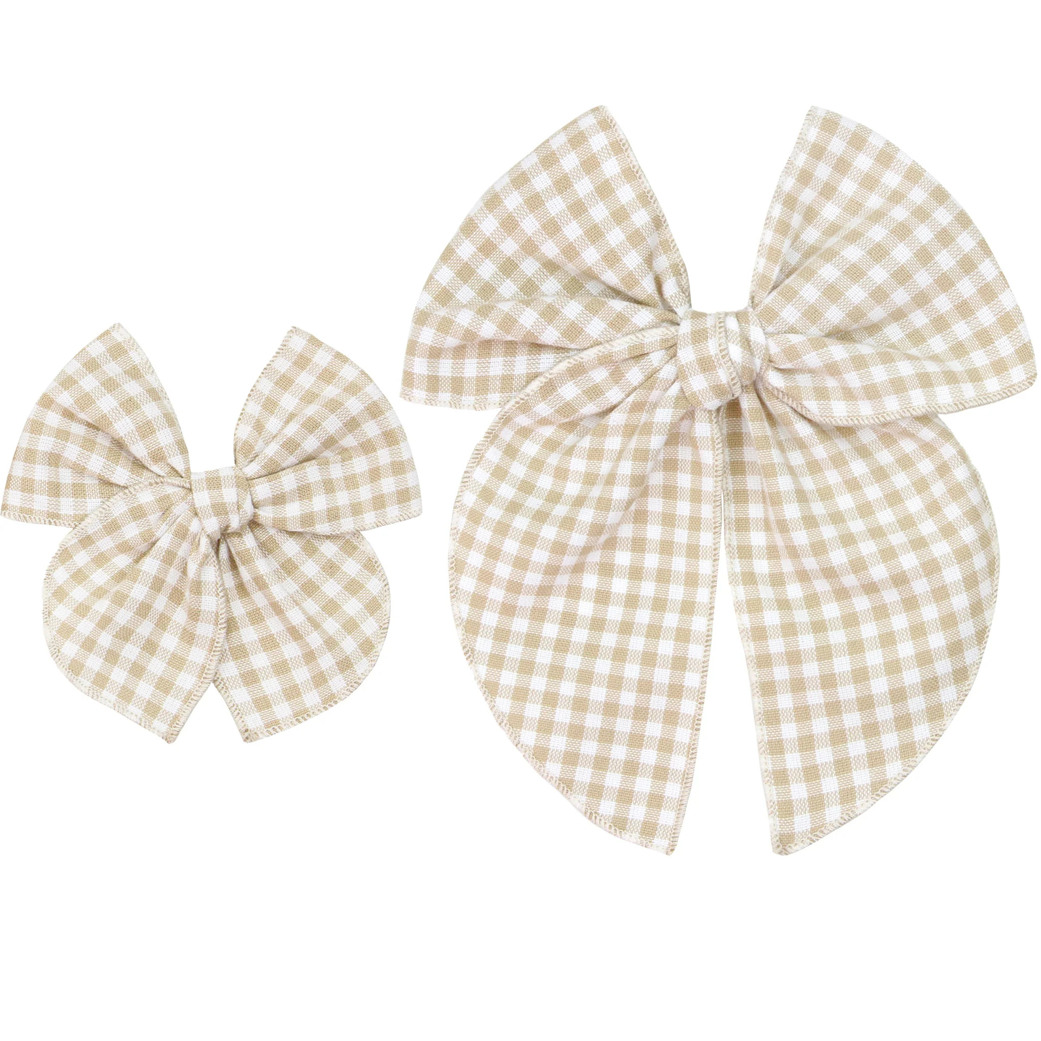 Heirloom Bow - Tan Gingham Clip | Lou Lou & Company