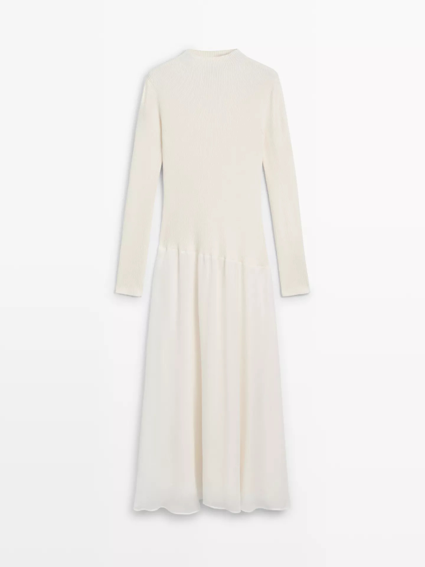 Kombiniertes Strickkleid mit Detail | Massimo Dutti DE