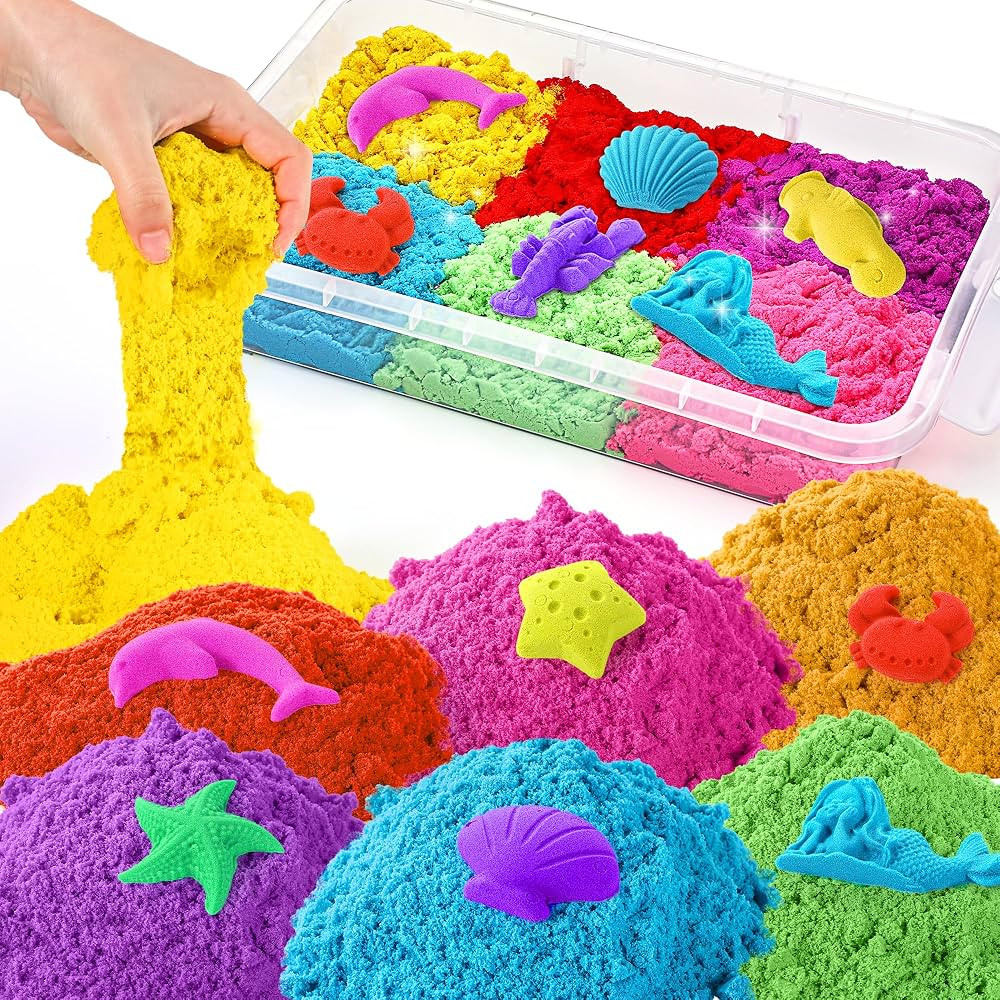 Play Sand with Sensory Bin Toy for Kids, 8 lb of 7 Colored Bulk Magic Sand with Sandbox for Toddl... | Amazon (US)