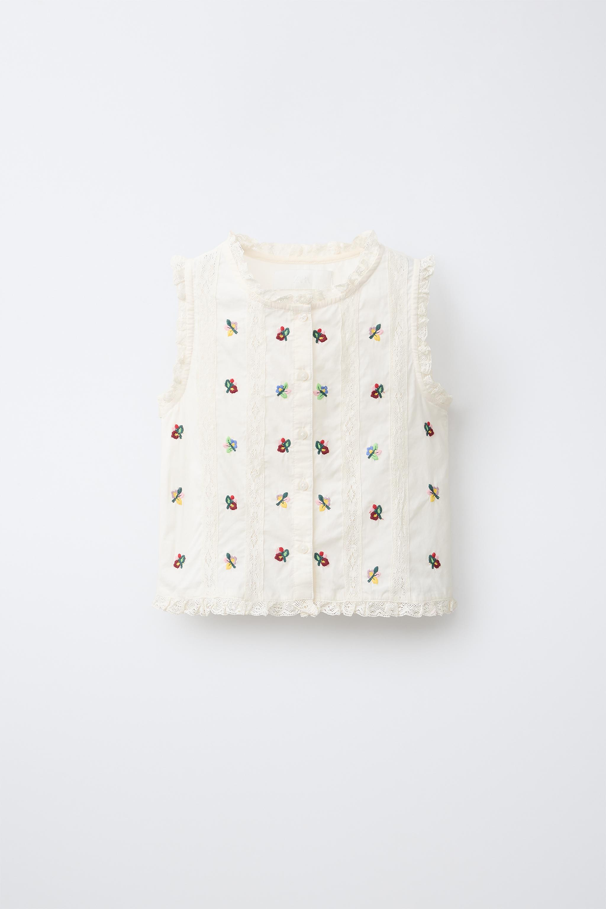 EMBROIDERED LACE BLOUSE | Zara US