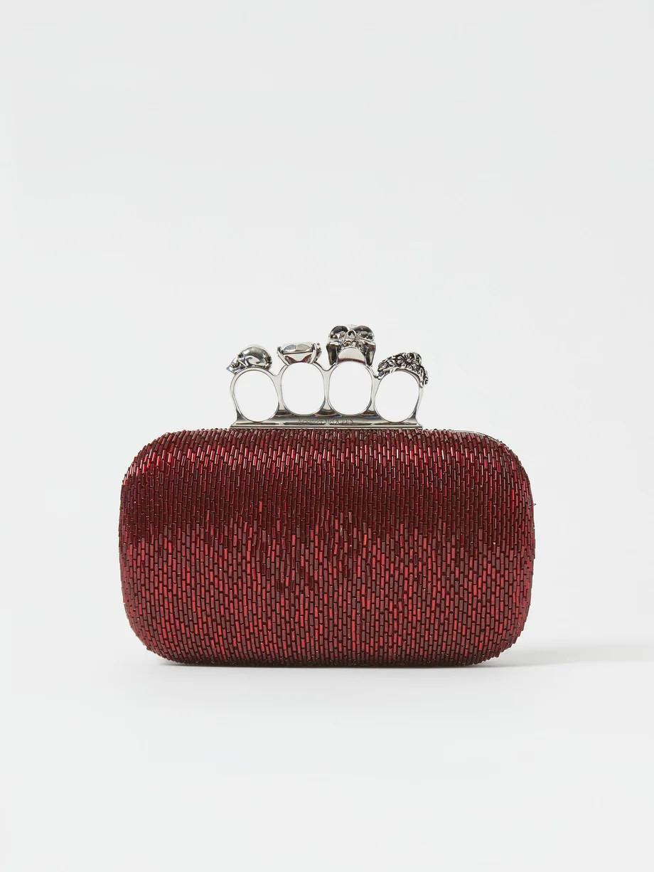 Skull Four Rings beaded leather clutch bag | Matches (US)
