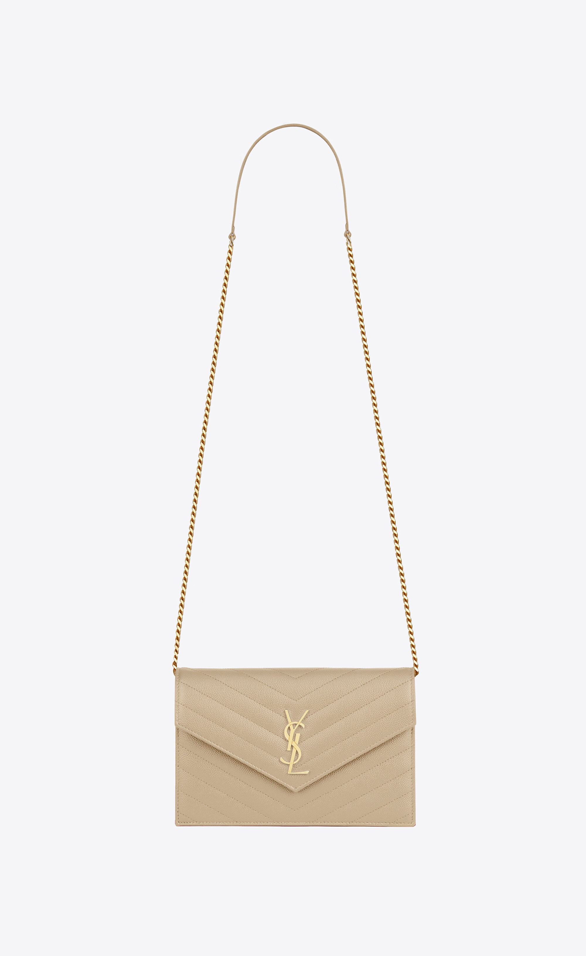 envelope chain wallet in grain de poudre embossed leather | Saint Laurent | YSL.com | Saint Laurent Inc. (Global)