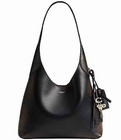 COACH Loved Leather Slouchy Brooklyn 28 Hobo Shoulder Bag - Black Brown | Dillard's