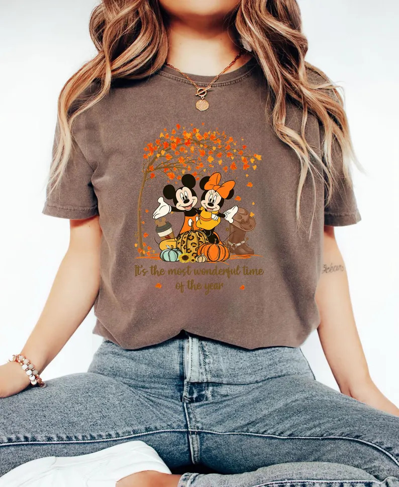 Mickey Minnie Fall Shirt, Fall Disney Shirt, Mickey Autumn Tee, Disney Halloween Party Tee, Disne... | Etsy (US)