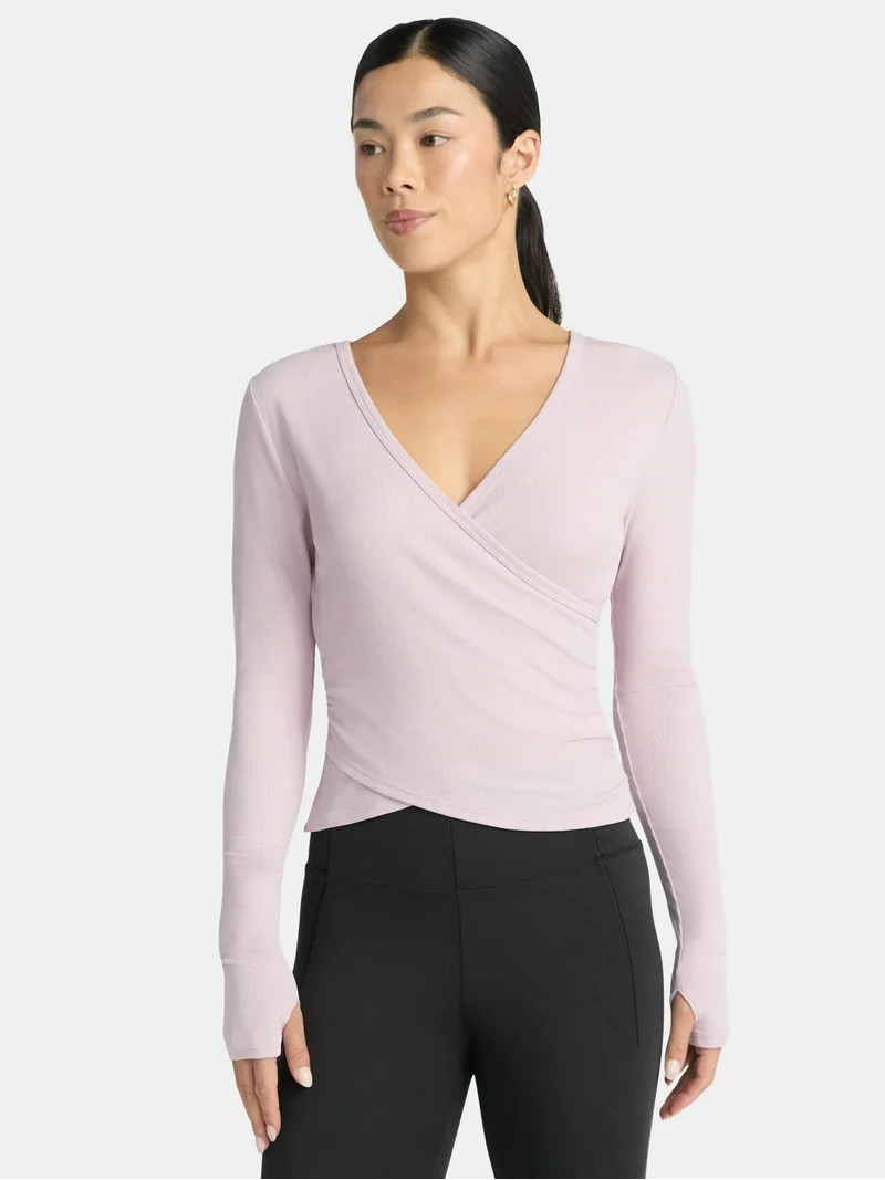 Avia Women's Reversible Wrap Top with Long Sleeves, Sizes XS-XXXL | Walmart (US)