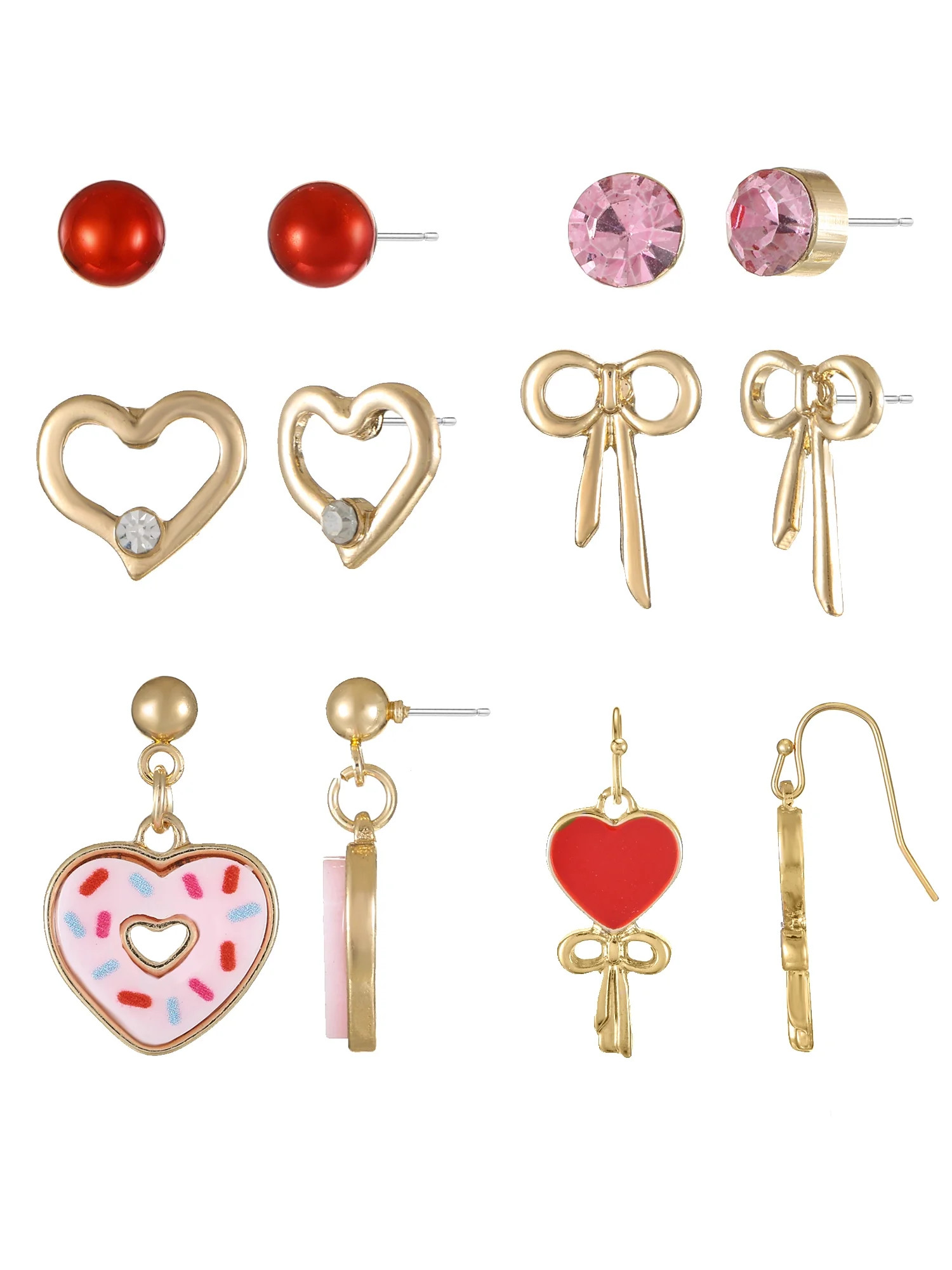 Way to Celebrate Valentine's Day Heart Motif Earrings, 6 Pairs | Walmart (US)